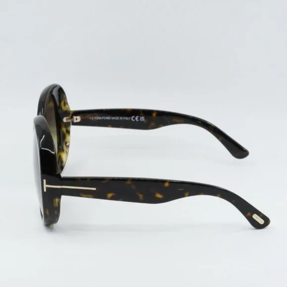 Tom Ford Annabelle FT1010 52B Sunglasses Havana Round Frame, Brown Lenses Tom Ford ANNABELLE FT 1010 Dark Havana/Brown Shaded (52B  main image 4